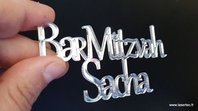 Décooupe de texte en miroir argent 2 mm autocollant