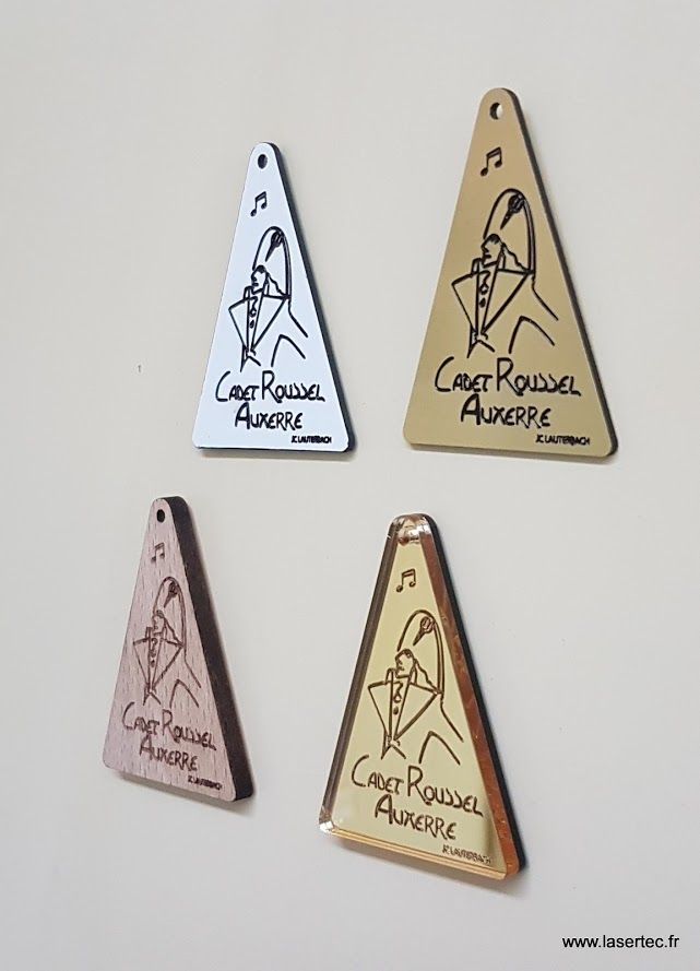 magnet abs, bois et miroir découpé et gravé au laser